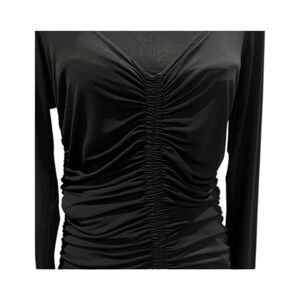 Rachel Parcell Black Ruched Midi Dress | L